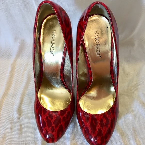 Red leopard platform heels - Picture 3 of 7